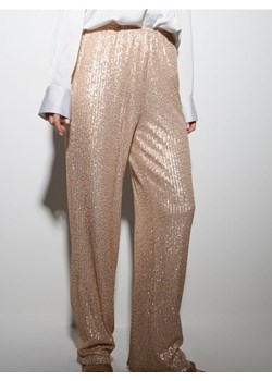Sinsay - Spodnie wide leg z połyskującymi cekinami - złoty ze sklepu Sinsay w kategorii Spodnie damskie - zdjęcie 187610073
