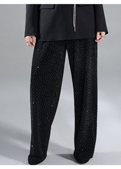 Sinsay - Spodnie wide leg z cyrkoniami - czarny ze sklepu Sinsay w kategorii Spodnie damskie - zdjęcie 187610143