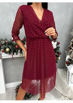 Bordowa Sukienka z Kopertowym Dekoltem ze sklepu ModnaKiecka.pl w kategorii Sukienki - zdjęcie 187610331