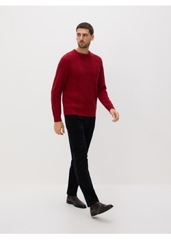 Reserved - Wełniany sweter z warkoczowym splotem - czerwony ze sklepu Reserved w kategorii Swetry męskie - zdjęcie 187610903