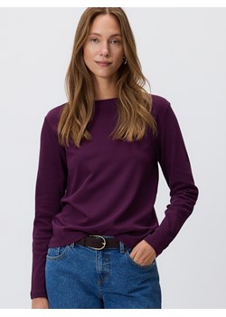 Reserved - Longsleeve z merceryzowanej bawełny - ciemnofioletowy ze sklepu Reserved w kategorii Bluzki damskie - zdjęcie 187611080