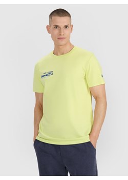 Męski t-shirt z nadrukiem 4F 4FRSS25TTSHM2996 - żółty ze sklepu Sportstylestory.com w kategorii T-shirty męskie - zdjęcie 187611254