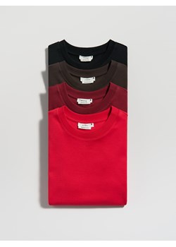 Reserved - T-shirt z bawełny merceryzowanej - czerwony ze sklepu Reserved w kategorii Bluzki damskie - zdjęcie 187612443