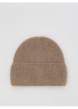Reserved - Wełniana czapka z dodatkiem kaszmiru - brązowy ze sklepu Reserved w kategorii Czapki zimowe damskie - zdjęcie 187612580