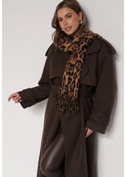 Brązowy Wiskozowy Szalik w Panterkę z Frędzlami Vetivada ze sklepu born2be.pl w kategorii Szaliki i chusty damskie - zdjęcie 187612752