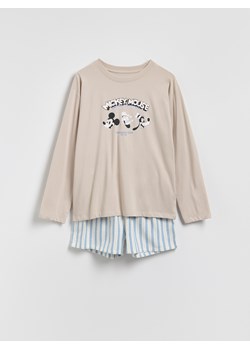Reserved - Dwuczęściowa piżama Mickey Mouse - beżowy ze sklepu Reserved w kategorii Piżamy damskie - zdjęcie 187614371