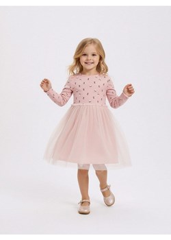 Sinsay - Prążkowana sukienka z tiulem - różowy ze sklepu Sinsay w kategorii Sukienki dziewczęce - zdjęcie 187615353