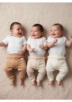 Sinsay - Bawełniane spodnie 3 pack - kremowy ze sklepu Sinsay w kategorii Odzież dla niemowląt - zdjęcie 187615534