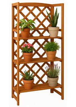 Brązowy regał z półkami na kwaity F8-T51 ze sklepu Edinos.pl w kategorii Donice i kwietniki ogrodowe - zdjęcie 187615733