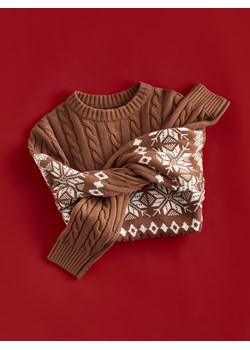 Reserved - Sweter z warkoczowym splotem - brązowy ze sklepu Reserved w kategorii Swetry męskie - zdjęcie 187616781