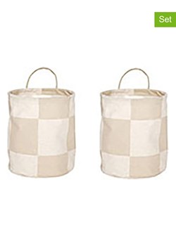 OYOY living design Kosze (2 szt.) &quot;Chess&quot; w kolorze beżowym - wys. 22 x Ø 18 cm ze sklepu Limango Polska w kategorii Pojemniki kuchenne - zdjęcie 187617472