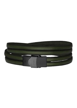 Bransoleta męska z zielonych pasków naturalnej skóry z czarnym matowym zapięciem ze sklepu manoki.pl w kategorii Bransolety - zdjęcie 187618834