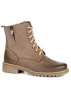 Damskie botki Lauren skóra naturalna ocieplane wełną oliwkowe ze sklepu butyolivier w kategorii Botki - zdjęcie 187619593