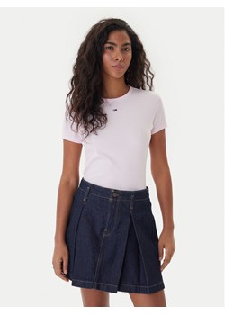 Tommy Jeans T-Shirt Essential DW0DW17383 Różowy Slim Fit ze sklepu MODIVO w kategorii Bluzki damskie - zdjęcie 187620613