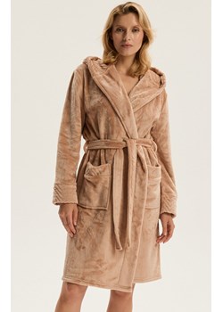 Esotiq szlafrok damski z kapturem Cessena 43938-82X, Kolor beżowy, Rozmiar L/XL, Esotiq ze sklepu Intymna w kategorii Szlafroki damskie - zdjęcie 187621332