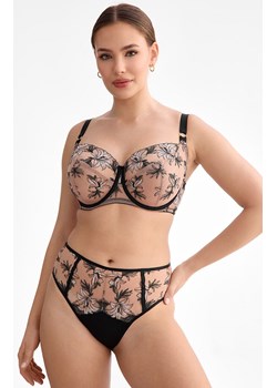 Figi z wysokim stanem beżowo-czarne Salma C125, Kolor beżowo-czarny, Rozmiar L, Ewa Bien ze sklepu Intymna w kategorii Majtki damskie - zdjęcie 187621452