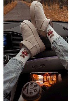 Skarpetki damskie ecru Miś w sweterku 0200.132, Kolor ecru, Rozmiar 37-41, Milena ze sklepu Intymna w kategorii Skarpetki damskie - zdjęcie 187621564