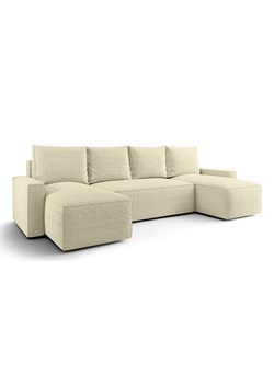 Kremowy rozkładany narożnik U z pojemnikiem H2-T56 ze sklepu Edinos.pl w kategorii Narożniki - zdjęcie 187621763