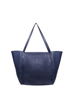 granatowa torebka damska skórzana  zapinana na zamek shopper ze sklepu Słoń Torbalski w kategorii Torby Shopper bag - zdjęcie 187623150