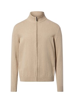 Nils Sundström Męski kardigan Mężczyźni Bawełna beżowy jednolity ze sklepu vangraaf w kategorii Swetry męskie - zdjęcie 187623212