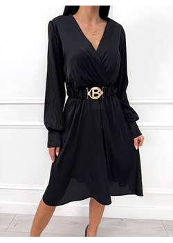 Czarna Kopertowa Sukienka ze sklepu ModnaKiecka.pl w kategorii Sukienki - zdjęcie 187623744