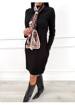 Czarna Dzianinowa Sukienka z Apaszką ze sklepu ModnaKiecka.pl w kategorii Sukienki - zdjęcie 187623763