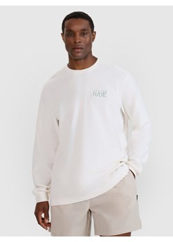 Męski longsleeve oversize 4F 4FWSS25TLONM390 - biały ze sklepu Sportstylestory.com w kategorii T-shirty męskie - zdjęcie 187623941