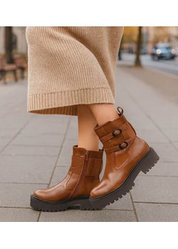 Zimowe brązowe botki na platformie /F3-2 18510 T386/ ze sklepu Pantofelek24.pl w kategorii Botki - zdjęcie 187625203