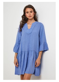 Lin Passion Lniana sukienka w kolorze niebieskim ze sklepu Limango Polska w kategorii Sukienki - zdjęcie 187627153