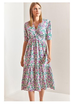 Bianco Lucci Sukienka w kolorze kremowo-fioletowo-turkusowym ze sklepu Limango Polska w kategorii Sukienki - zdjęcie 187627673