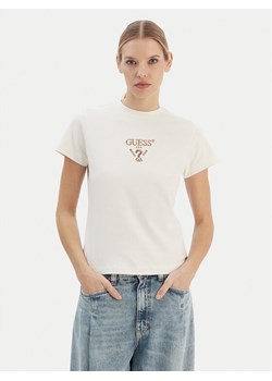 Guess T-Shirt V4YI21 KCDH1 Écru Regular Fit ze sklepu MODIVO w kategorii Bluzki damskie - zdjęcie 187630153