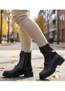 Czarne ocieplane botki trapery /K3-3 18532 W384/ ze sklepu Pantofelek24.pl w kategorii Botki - zdjęcie 187630804