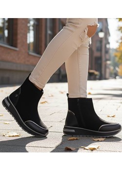 Sportowe botki damskie na zimę czarne /B4-1 18556 W205/ ze sklepu Pantofelek24.pl w kategorii Botki - zdjęcie 187630820