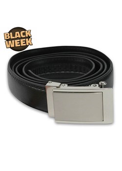 Czarny Pasek ze SKÓRY, Automatyczna Klamra - Do 125 cm - Paolo Scali, Męski PSPSC0060 ze sklepu JegoSzafa.pl w kategorii Paski męskie - zdjęcie 187630950