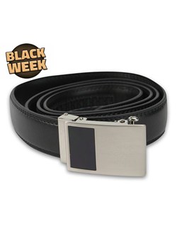 Czarny Pasek ze SKÓRY NATURALNEJ, Automatyczna Klamra - Do 125 cm -Paolo Scali- Męski, Elegancki PSPSC0064 ze sklepu JegoSzafa.pl w kategorii Paski męskie - zdjęcie 187630951