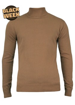 Golf, Beżowy, Sepia, Elegancki, 100% BAWEŁNA, Męski - Brave Soul SWBRSAW16HUMECAMEL ze sklepu JegoSzafa.pl w kategorii Swetry męskie - zdjęcie 187630952