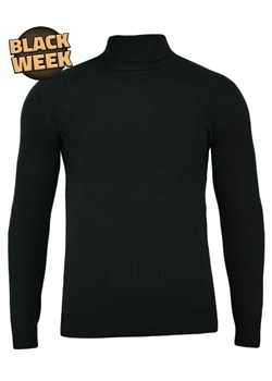 Golf Czarny, Męski Elegancki - Brave Soul - 100% BAWEŁNA SWBRSAW16HUMEBLACK ze sklepu JegoSzafa.pl w kategorii Swetry męskie - zdjęcie 187630953