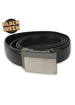 Pasek Czarny ze SKÓRY NATURALNEJ, Automatyczna Klamra, 125 cm, Męski -Paolo Scali PSPSC0068 ze sklepu JegoSzafa.pl w kategorii Paski męskie - zdjęcie 187630980