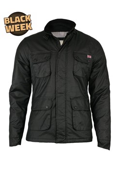 Czarna Przejściowa Kurtka, Lekko Błyszcząca, Wojskowy Krój (M65) - Brave Soul, Męska KUBRSAW14REID ze sklepu JegoSzafa.pl w kategorii Kurtki męskie - zdjęcie 187630993