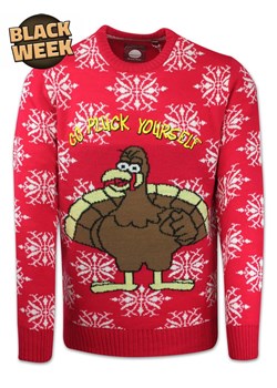 Sweter Świąteczny, Czerwony z Indykiem, Śmieszny na Prezent, Męski -Brave Soul SWBRSAW21TURKEYpluck ze sklepu JegoSzafa.pl w kategorii Swetry męskie - zdjęcie 187630994