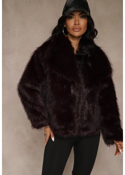 Bordowa Kurtka Futrzana Ozdobiona Kołnierzem Avelire ze sklepu renee.pl w kategorii Futra damskie - zdjęcie 187632154