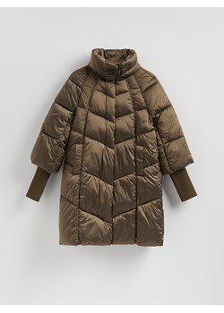 Reserved - Długa pikowana kurtka - oliwkowy ze sklepu Reserved w kategorii Kurtki damskie - zdjęcie 187632241