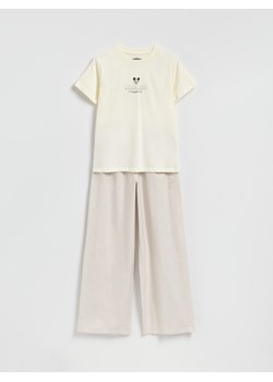 Reserved - Dwuczęściowa piżama Mickey Mouse - beżowy ze sklepu Reserved w kategorii Piżamy damskie - zdjęcie 187632312