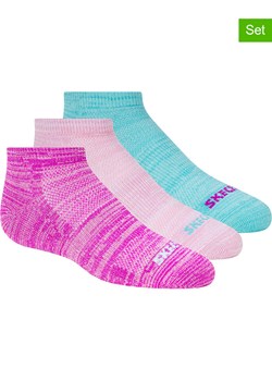 Skechers Skarpety (3 pary) w kolorze turkusowo-różowym ze sklepu Limango Polska w kategorii Skarpetki dziecięce - zdjęcie 187632664