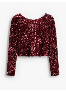 Mohito - Cekinowa bordowa bluzka z kokardkami - kasztanowy ze sklepu Mohito w kategorii Bluzki damskie - zdjęcie 187632862