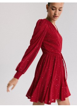 Mohito - Czerwona sukienka mini z metalizowaną nitką - czerwony ze sklepu Mohito w kategorii Sukienki - zdjęcie 187632902