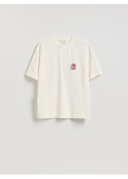 Reserved - T-shirt boxy z nadrukiem na plecach - złamana biel ze sklepu Reserved w kategorii T-shirty męskie - zdjęcie 187633000