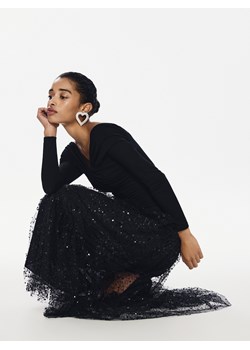 Reserved - Tiulowa spódnica z cekinami - czarny ze sklepu Reserved w kategorii Spódnice - zdjęcie 187633092