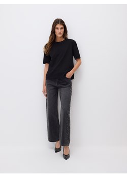 Reserved - Jeansy straight z aplikacjami - czarny ze sklepu Reserved w kategorii Jeansy damskie - zdjęcie 187633110