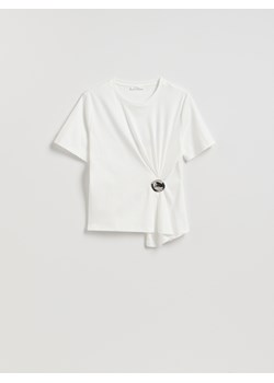 Reserved - T-shirt z ozdobnym detalem - złamana biel ze sklepu Reserved w kategorii Bluzki damskie - zdjęcie 187633312